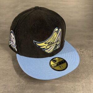 Anaheim Angels Hat New‎ Era Cap 7 3/4 Black Blue Corduroy Ice Cube Exclusive MLB